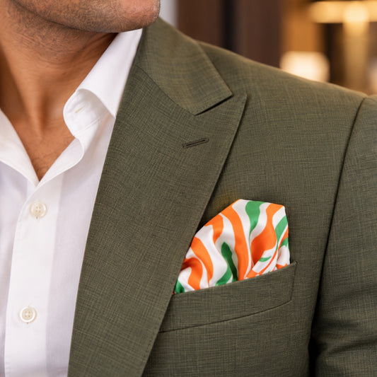 Tricolour Tiger Stripe | Premium Modal Silk Stole and Pocket Square Set