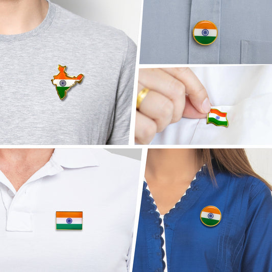 Curated Patriotic 5-Badge Set | Luv My India Badges | Tiranga Themed Badges | Pack of 5