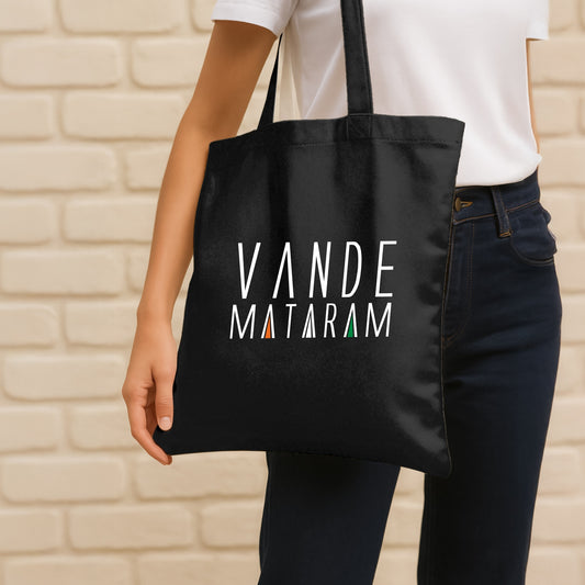 Vande Mataram | Patriotic Cotton Canvas Tote Bag | Luv My India Spacious 14x13.5 Inch Multipurpose Carry-All
