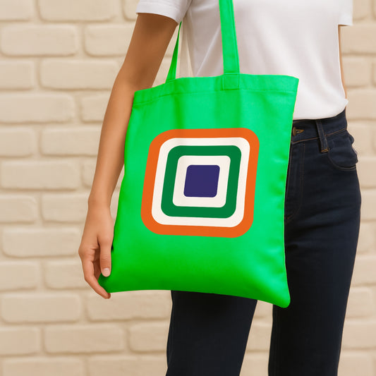 Tricolour Echo | Patriotic Cotton Canvas Tote Bag | Luv My India Spacious 14x13.5 Inch Multipurpose Carry-All