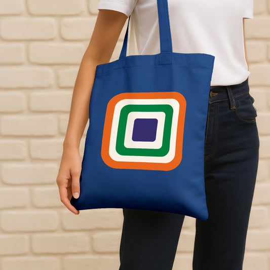 Tricolour Echo | Patriotic Cotton Canvas Tote Bag | Luv My India Spacious 14x13.5 Inch Multipurpose Carry-All