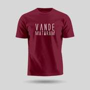 Vande Mataram | Patriotic Curated Combo | Round Neck Pure Cotton Maroon Unisex T-Shirt | 2.5x2.5 CM Round Badges | 14x16 Inch Cotton Canvas Tote Bag