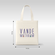 Vande Mataram | Patriotic Curated Combo | Round Neck Pure Cotton Blue Unisex T-Shirt | 2.5x2.5 CM Round Badges | 14x16 Inch Cotton Canvas Tote Bag