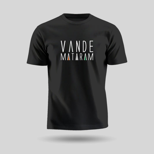 Vande Mataram Minimal Typography Unisex T-Shirt | Pure Cotton | Tricolour Accent Design