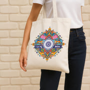 National Symbols | Patriotic Cotton Canvas Tote Bag | Luv My India Spacious 14x13.5 Inch Multipurpose Carry-All