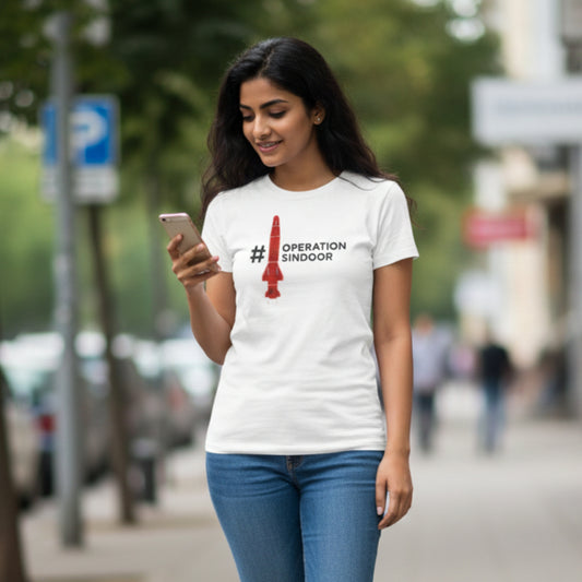 Operation Sindoor | Round Neck Women’s T-Shirt | Pure Cotton Luv My India Fashion | Patriotic T-Shirt