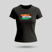 Bharat, India, Hindustan In Tiranga | Round Neck Women’s T-Shirt | Pure Cotton Luv My India Fashion | Patriotic T-Shirt