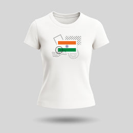 Tiranga Vintage Stamp | Round Neck Women’s T-Shirt | Pure Cotton Luv My India Fashion | Patriotic T-Shirt