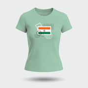 Tiranga Vintage Stamp | Round Neck Women’s T-Shirt | Pure Cotton Luv My India Fashion | Patriotic T-Shirt