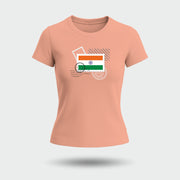 Tiranga Vintage Stamp | Round Neck Women’s T-Shirt | Pure Cotton Luv My India Fashion | Patriotic T-Shirt