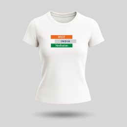 Bharat, India, Hindustan In Tiranga | Round Neck Women’s T-Shirt | Pure Cotton Luv My India Fashion | Patriotic T-Shirt