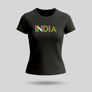 India In Tricolour | Round Neck Women’s T-Shirt | Pure Cotton Luv My India Fashion | Patriotic T-Shirt