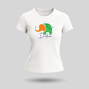 Tiranga Elephant Design | Round Neck Women’s T-Shirt | Pure Cotton Luv My India Fashion | Patriotic T-Shirt
