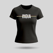 India | Round Neck Women’s T-Shirt | Pure Cotton Luv My India Fashion | Tiranga / Tricolour Patriotic T-Shirt