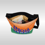 India Bharat Tricolour | Patriotic Spacious Canvas Sling Bag | Luv My India 11.5x10.5 Inch Unisex Everyday Sling Bag