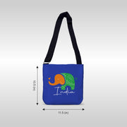Tiranga Elephant | Patriotic Spacious Canvas Sling Bag | Luv My India 11.5x10.5 Inch Unisex Everyday Sling Bag