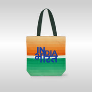 India Bharat Tricolour | Patriotic Spacious Canvas Tote Bag | Luv My India 15x16 Inch Multipurpose Carry-all