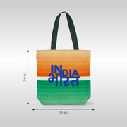 India Bharat Tricolour | Patriotic Spacious Canvas Tote Bag | Luv My India 15x16 Inch Multipurpose Carry-all