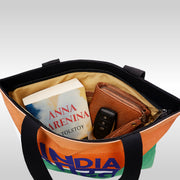 India Bharat Tricolour | Patriotic Spacious Canvas Tote Bag | Luv My India 15x16 Inch Multipurpose Carry-all