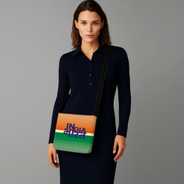 India Bharat Tricolour | Patriotic Spacious Canvas Sling Bag | Luv My India 11.5x10.5 Inch Unisex Everyday Sling Bag