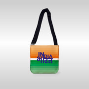 India Bharat Tricolour | Patriotic Spacious Canvas Sling Bag | Luv My India 11.5x10.5 Inch Unisex Everyday Sling Bag