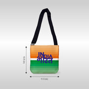 India Bharat Tricolour | Patriotic Spacious Canvas Sling Bag | Luv My India 11.5x10.5 Inch Unisex Everyday Sling Bag