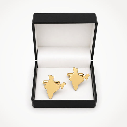 India Map Gold-Finish Cufflinks
