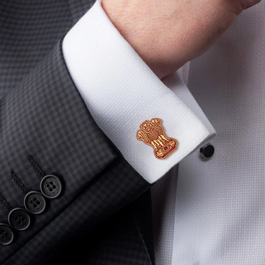 Ashoka Emblem Gold-Finish Cufflinks