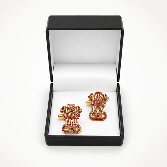 Ashoka Emblem Gold-Finish Cufflinks