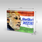 Viksit Bharat Paperweight | Luv My India Acrylic 3.5x2.5 Inch Patriotic Paperweight