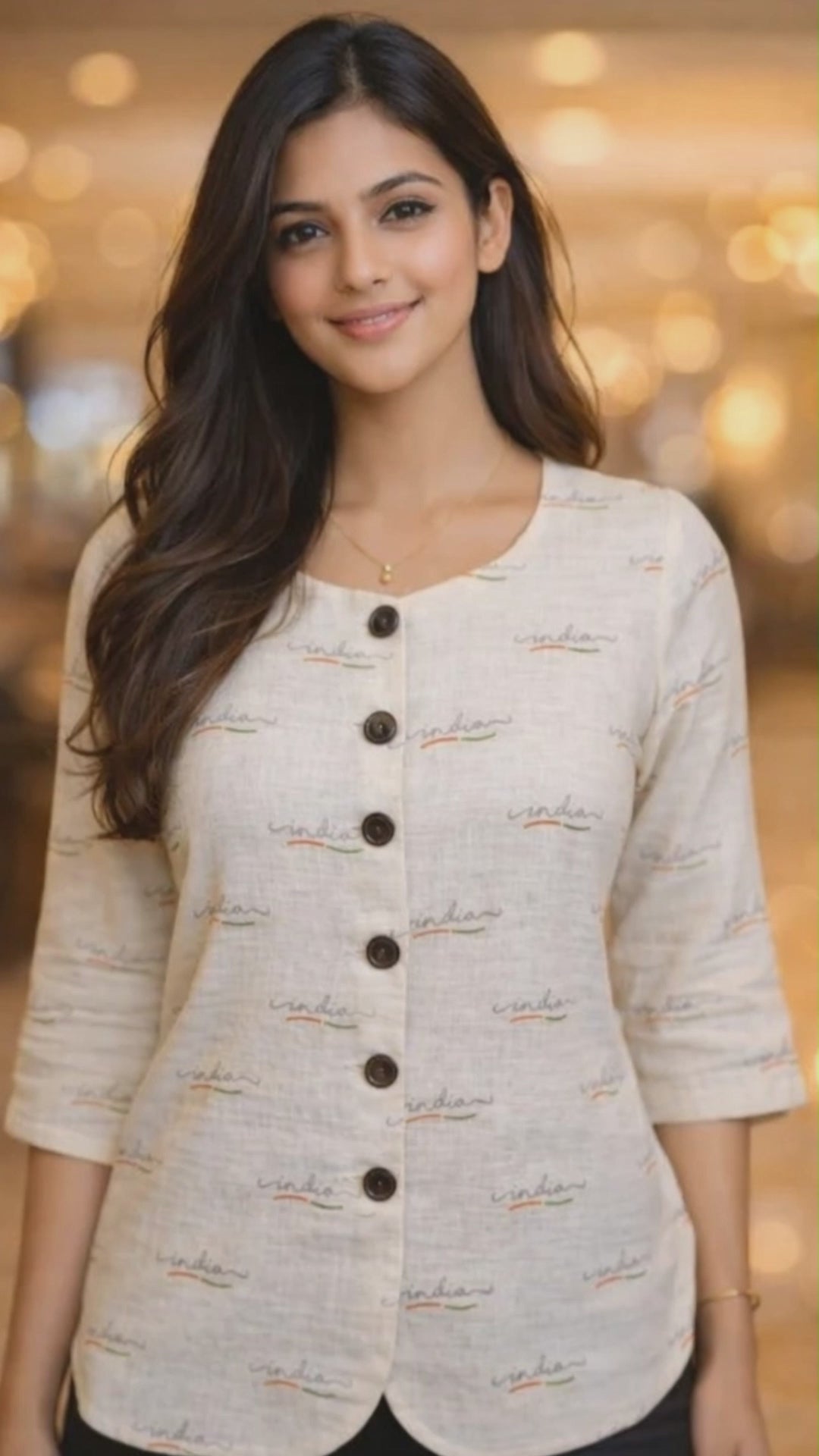 India Cursive Script | Women’s Top | Authentic Khadi Cotton with Inner Lining