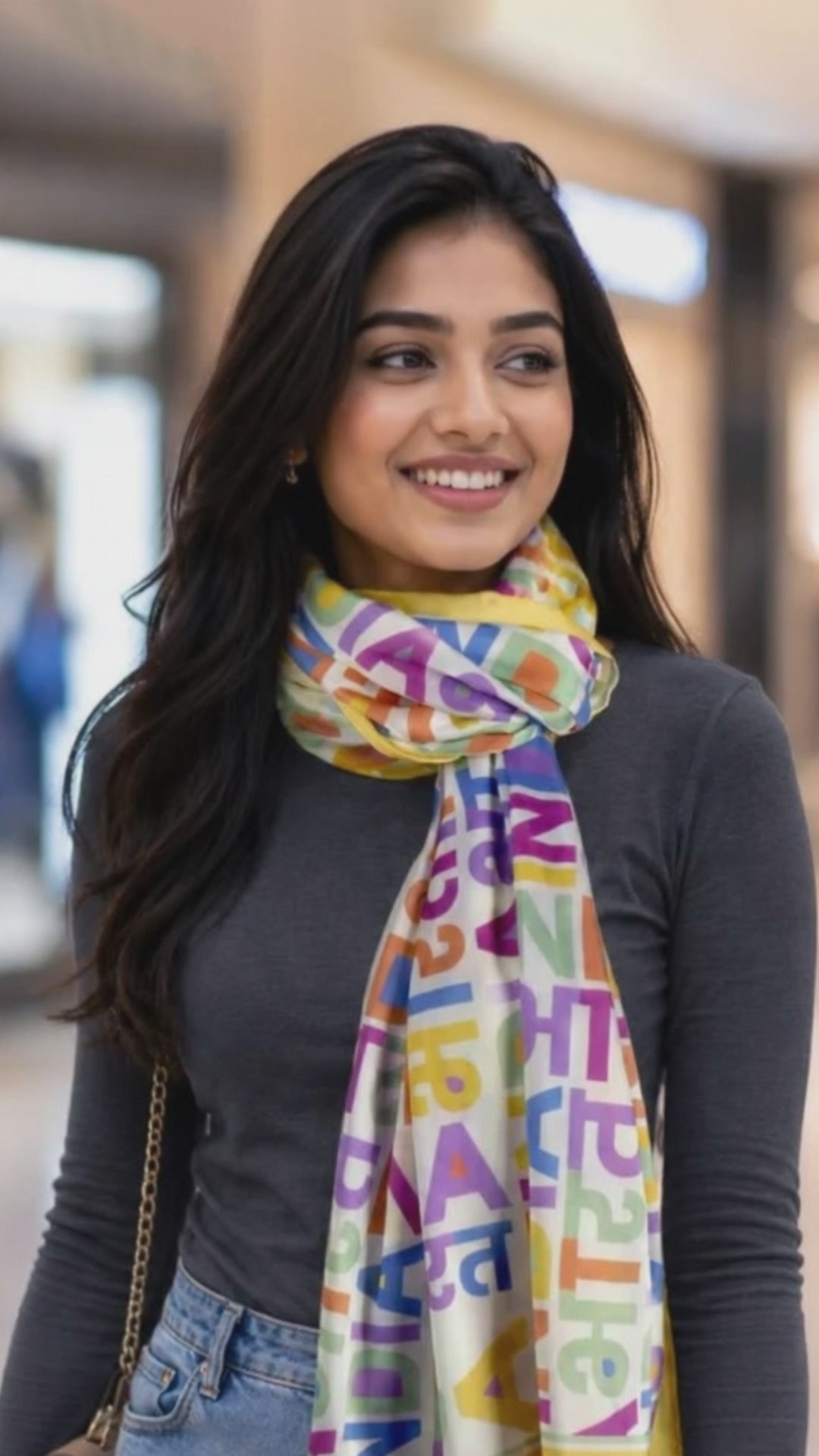 India Multicolour Satin Stole | Unisex | Yellow Border