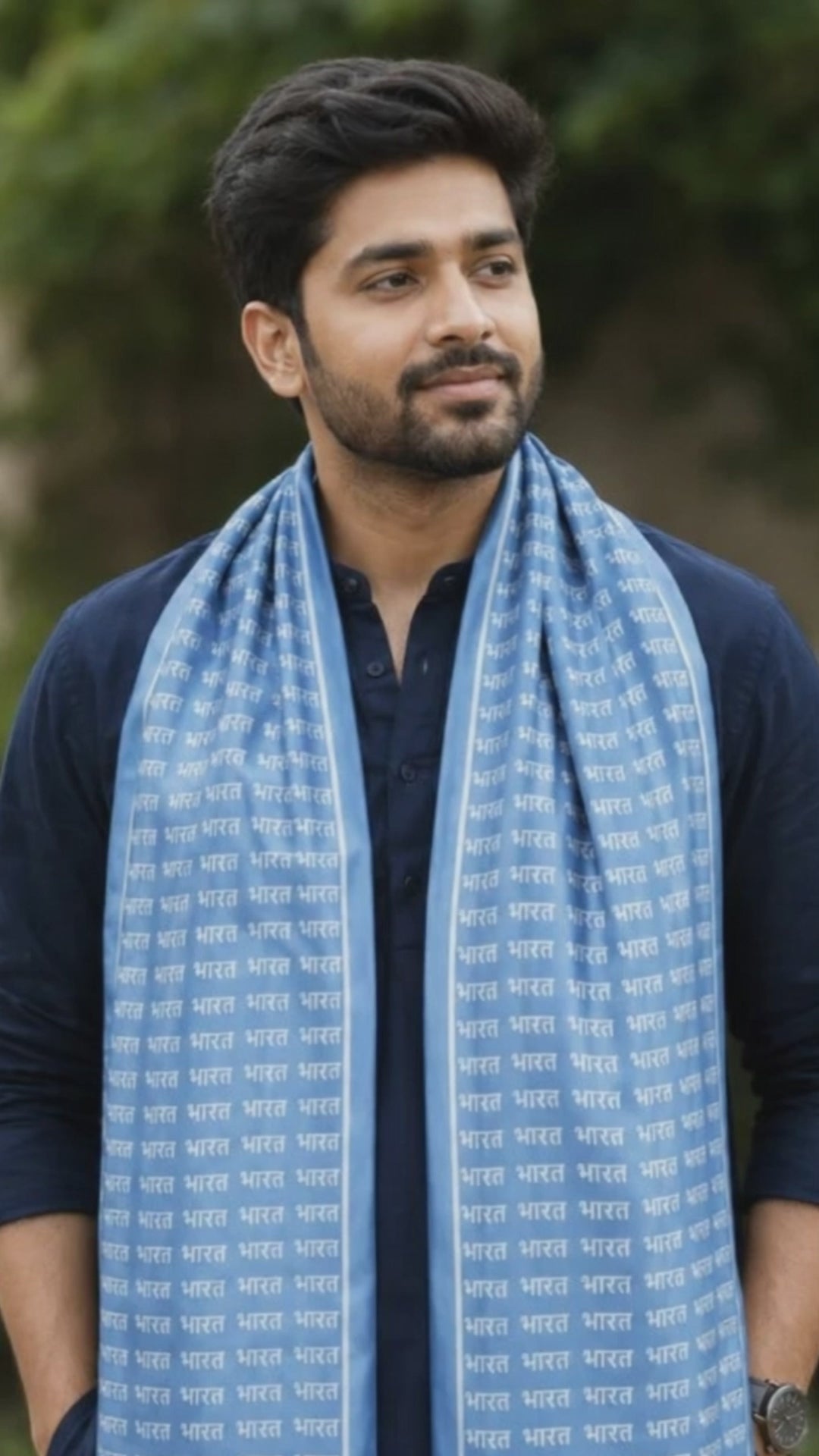 Bharat Satin Stole | Unisex  | Sky Blue